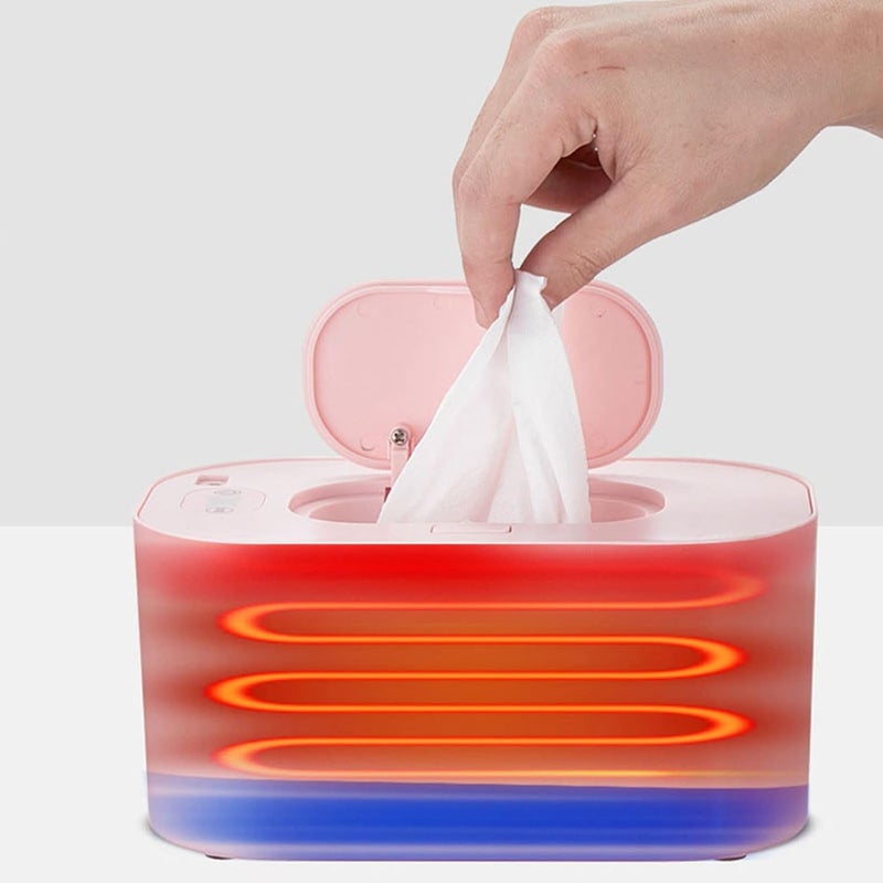 plplaaoo Portable USB Baby Wipe Warmer with Temperature Display – 3 Temperature Modes Large Capacity Wet Wipes Dispenser for Diapers, Even Heating Baby Wipes Heater for Home, Car & Travel (Pink) - Image 3